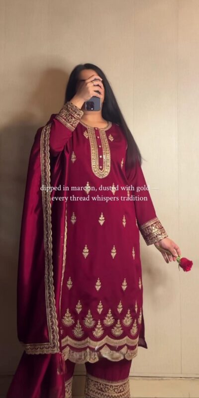 MD 3038 Maroon Color Crep Salwar Suit Brown with Embroidery Work. Exclusive Offer ₹2099. Delivery 4-6 Working Days. Shop now. | Casual Suits, Jump Suits, Creative suits, Designer Suits, Palazzo Suits, Party Wear Suits, Patiala Suits, Salwar suit, Straight Suits