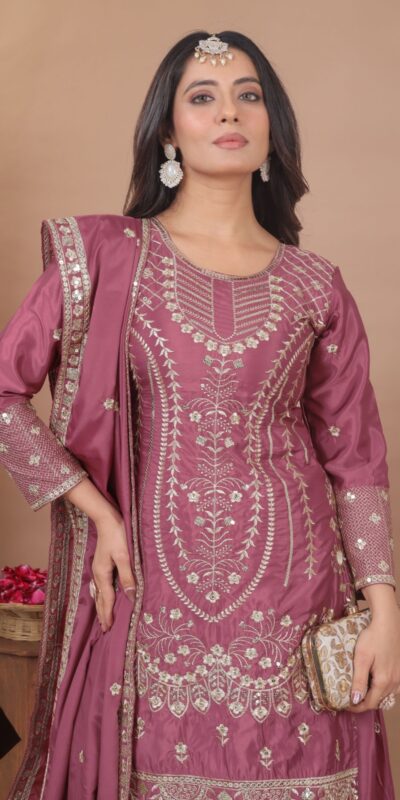 FE 128 Onion Natural Crep Salwar Suit Brown with Embroidery Work. Exclusive Offer ₹2449. Delivery 4-6 Working Days. Shop now. | Casual Suits, Jump Suits, Creative suits, Designer Suits, Palazzo Suits, Party Wear Suits, Patiala Suits, Salwar suit, Straight Suits