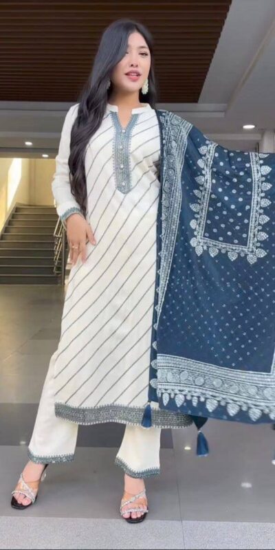 DC 113 White in Maslin Digital Print Salwar Suit . Wedding, Party, Festive, Events, Introductory Price ₹1599. Delivery 4-6 Working Days. Shop now. | Casual Suits, Jump Suits, Creative suits, Designer Suits, Palazzo Suits, Party Wear Suits, Patiala Suits, Salwar suit, Straight Suits