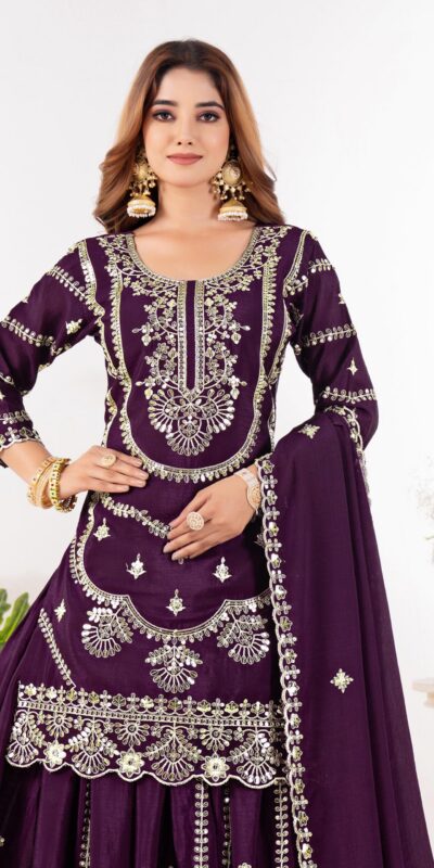 ND 5033 Wine Chinon Silk Salwar Suit with Embroidery Work & Lace Work. Affordable Price ₹2149. Delivery 4-6 Working Days. Shop now. | Casual Suits, Jump Suits, Creative suits, Designer Suits, Palazzo Suits, Party Wear Suits, Patiala Suits, Salwar suit, Straight Suits
