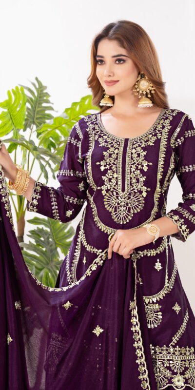 ND 5033 Wine Chinon Silk Salwar Suit with Embroidery Work & Lace Work. Affordable Price ₹2149. Delivery 4-6 Working Days. Shop now. | Casual Suits, Jump Suits, Creative suits, Designer Suits, Palazzo Suits, Party Wear Suits, Patiala Suits, Salwar suit, Straight Suits