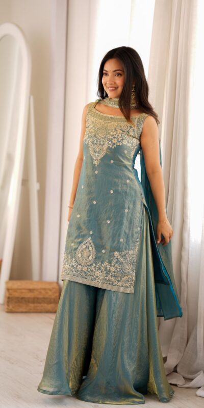 KB 306 Blue Fendy Silk Salwar Suit with Mirror Work & Embroidery Work. Best Price ₹1999. Delivery 4-6 Working Days. Shop now. | Casual Suits, Jump Suits, Creative suits, Designer Suits, Palazzo Suits, Party Wear Suits, Patiala Suits, Salwar suit, Straight Suits