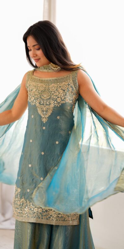 KB 306 Blue Fendy Silk Salwar Suit with Mirror Work & Embroidery Work. Best Price ₹1999. Delivery 4-6 Working Days. Shop now. | Casual Suits, Jump Suits, Creative suits, Designer Suits, Palazzo Suits, Party Wear Suits, Patiala Suits, Salwar suit, Straight Suits