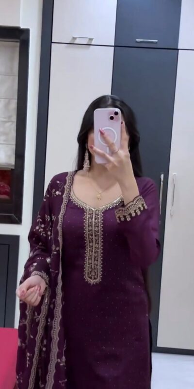 JF 048 Wine Color Georgette Salwar Suit with Designer Work. Affordable Price ₹2149. Delivery 4-6 Working Days. Online Shop now. | Casual Suits, Jump Suits, Creative suits, Designer Suits, Palazzo Suits, Party Wear Suits, Patiala Suits, Salwar suit, Straight Suits