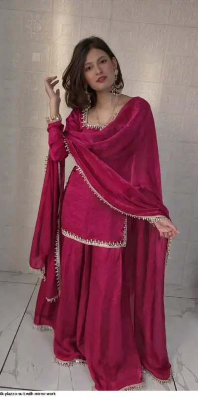ZB 5063 Pink Fandy Silk Salwar Suit with Embroidery Work. Wedding, Party, Festive, Events Now at just ₹1949. Delivery 4-6 Working Days. Shop now. | Casual Suits, Jump Suits, Creative suits, Designer Suits, Palazzo Suits, Party Wear Suits, Patiala Suits, Salwar suit, Straight Suits