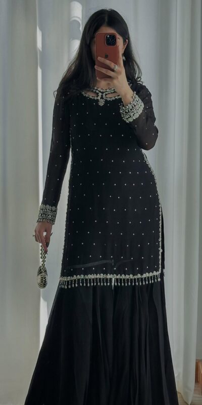 SRK 5353 Black Faux Georgette Salwar Suit Perfect for Wedding, Party, Family Gatherings, Sangeet, Housewarming – . Affordable Price ₹1949. Days | Casual Suits, Jump Suits, Creative suits, Designer Suits, Palazzo Suits, Party Wear Suits, Patiala Suits, Salwar suit, Straight Suits