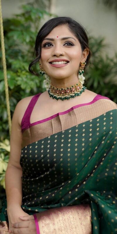 KPR 6047 Green in Soft Lichi Silk Jacquard Work Designer Work Saree . Exclusive Offer ₹1449. Delivery 4-6 Working Days. Shop now. | Creative Sarees, Bollywood Sarees, Designer Sarees, Embroidered Sarees, Ethnic Saree, Modern Digital sarees, Party Wear Sarees, Sarees