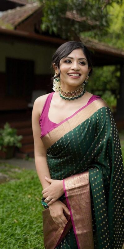 KPR 6047 Green in Soft Lichi Silk Jacquard Work Designer Work Saree . Exclusive Offer ₹1449. Delivery 4-6 Working Days. Shop now. | Creative Sarees, Bollywood Sarees, Designer Sarees, Embroidered Sarees, Ethnic Saree, Modern Digital sarees, Party Wear Sarees, Sarees