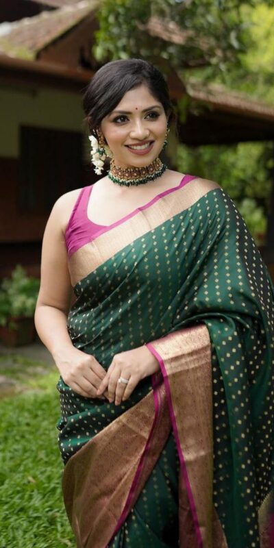 KPR 6047 Green in Soft Lichi Silk Jacquard Work Designer Work Saree . Exclusive Offer ₹1449. Delivery 4-6 Working Days. Shop now. | Creative Sarees, Bollywood Sarees, Designer Sarees, Embroidered Sarees, Ethnic Saree, Modern Digital sarees, Party Wear Sarees, Sarees