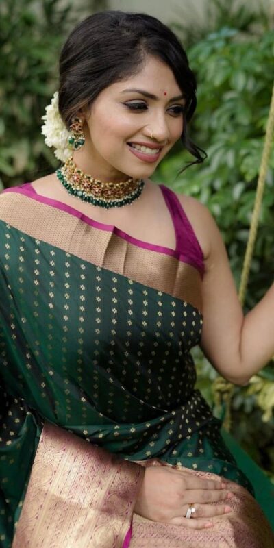 KPR 6047 Green in Soft Lichi Silk Jacquard Work Designer Work Saree . Exclusive Offer ₹1449. Delivery 4-6 Working Days. Shop now. | Creative Sarees, Bollywood Sarees, Designer Sarees, Embroidered Sarees, Ethnic Saree, Modern Digital sarees, Party Wear Sarees, Sarees