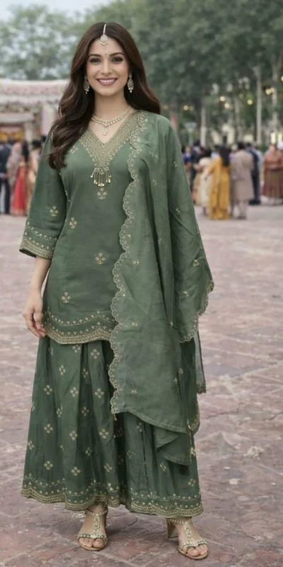 FC 4261 Green Color Roman Silk Salwar Suit with Embroidery Work. Available at ₹2549 only. Delivery 4-6 Working Days. Shop now. | Casual Suits, Jump Suits, Creative suits, Designer Suits, Palazzo Suits, Party Wear Suits, Patiala Suits, Salwar suit, Straight Suits