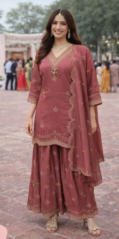 FC 4261 Peach Color Roman Silk Salwar Suit with Embroidery Work. Available at ₹2549 only. Delivery 4-6 Working Days. Shop now. | Casual Suits, Jump Suits, Creative suits, Designer Suits, Palazzo Suits, Party Wear Suits, Patiala Suits, Salwar suit, Straight Suits