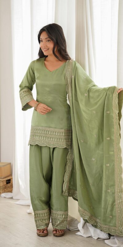 KB 304 Pista Color Roman Silk Salwar Suit with Embroidery Work. Available at ₹1999 only. Delivery 4-6 Working Days. Shop now. | Casual Suits, Jump Suits, Creative suits, Designer Suits, Palazzo Suits, Party Wear Suits, Patiala Suits, Salwar suit, Straight Suits