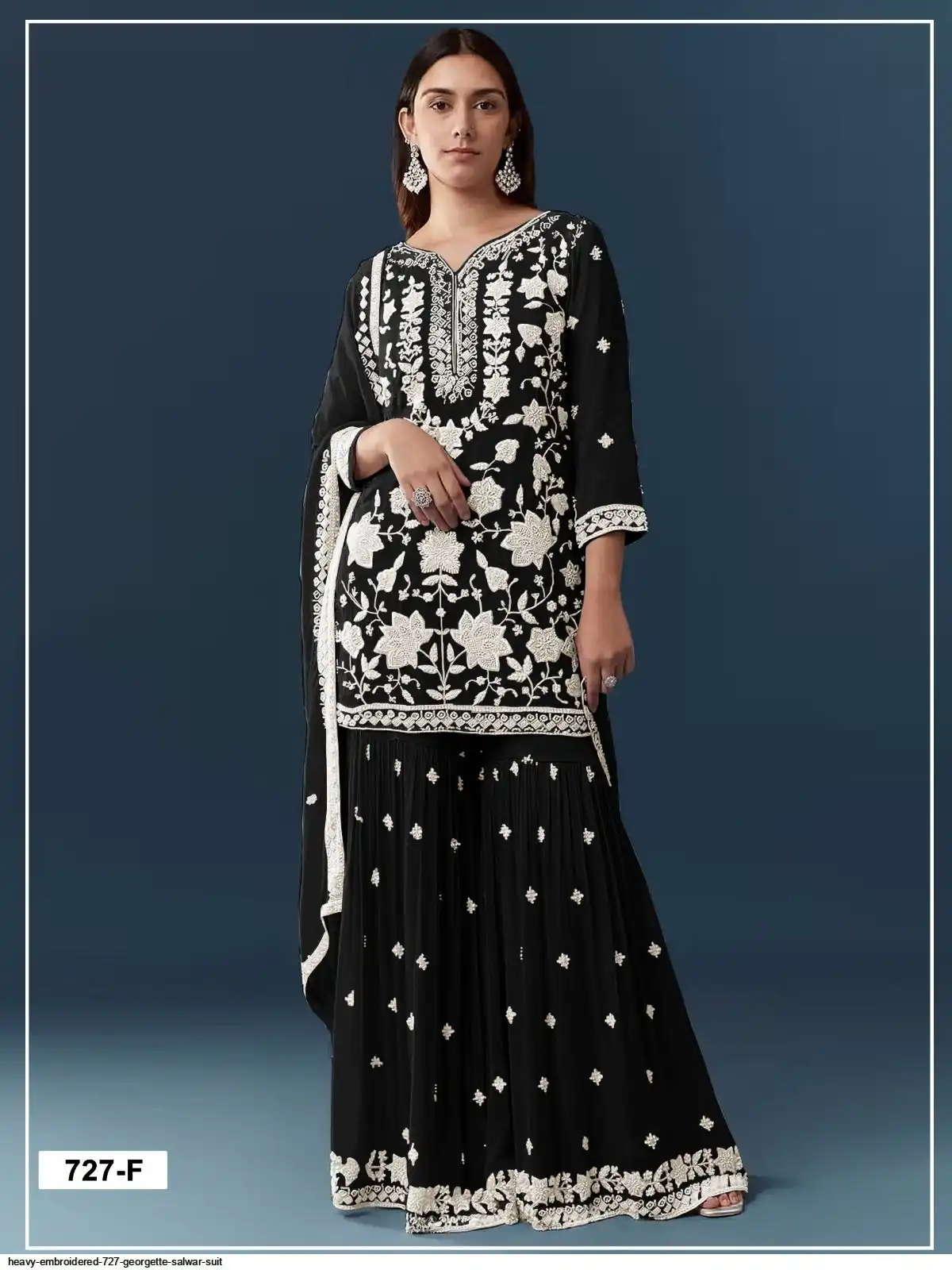FC 727 Black Chiffon Georgette Salwar Suit. Perfect for Wedding, Party, Baby Shower, Pooja, Temple Visit – Grab it for ₹2599. Delivery 4-6 Work | Casual Suits, Jump Suits, Creative suits, Designer Suits, Palazzo Suits, Party Wear Suits, Patiala Suits, Salwar suit, Straight Suits