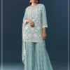 FC 727 Blue Chiffon Georgette Salwar Suit. Perfect for Wedding, Party, Baby Shower, Pooja, Temple Visit – Grab it for ₹2599. Delivery 4-6 Work | Casual Suits, Jump Suits, Creative suits, Designer Suits, Palazzo Suits, Party Wear Suits, Patiala Suits, Salwar suit, Straight Suits