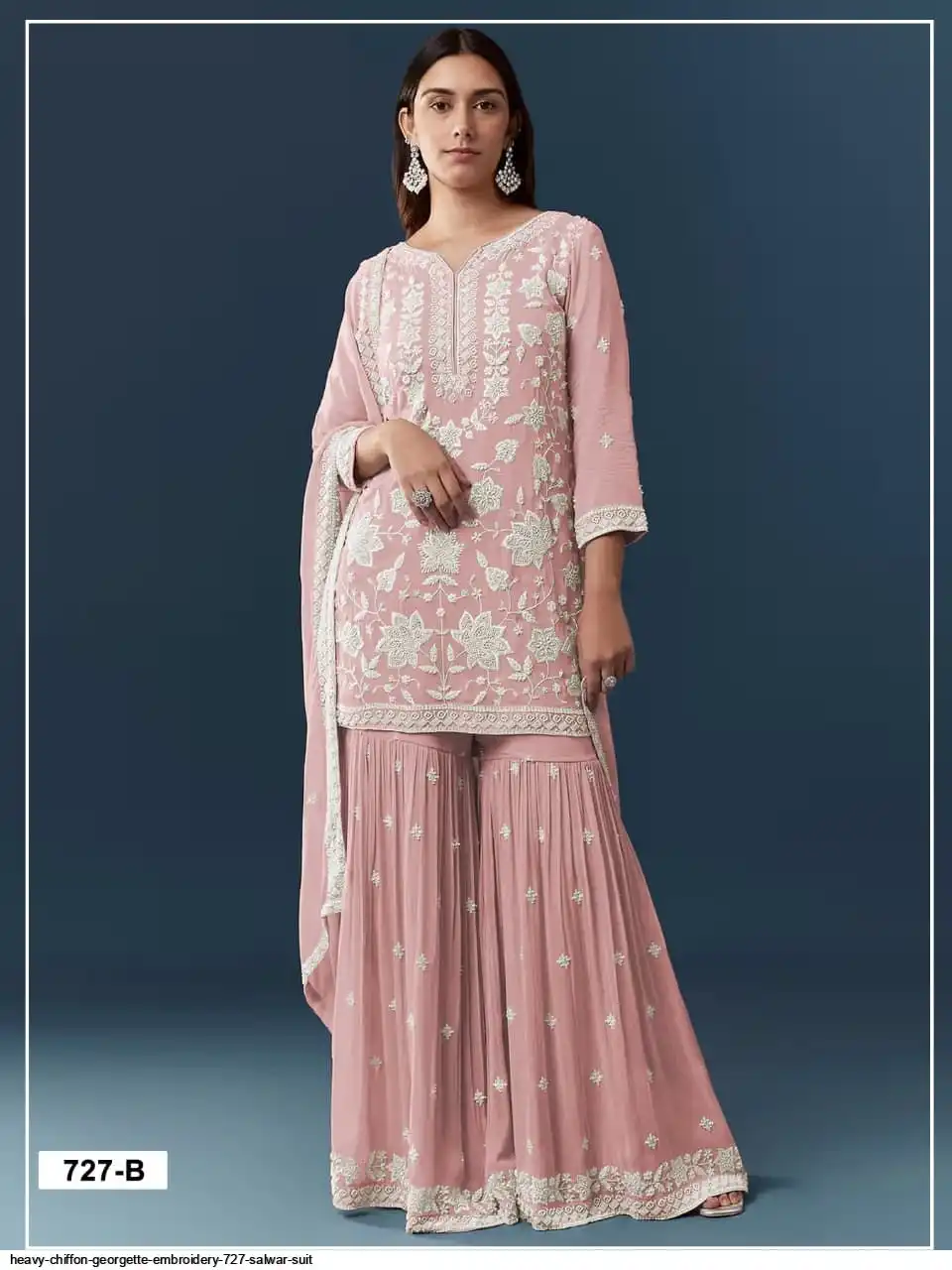 FC 727 Peach Chiffon Georgette Salwar Suit. Perfect for Wedding, Party, Baby Shower, Pooja, Temple Visit – Grab it for ₹2599. Delivery 4-6 Work | Casual Suits, Jump Suits, Creative suits, Designer Suits, Palazzo Suits, Party Wear Suits, Patiala Suits, Salwar suit, Straight Suits