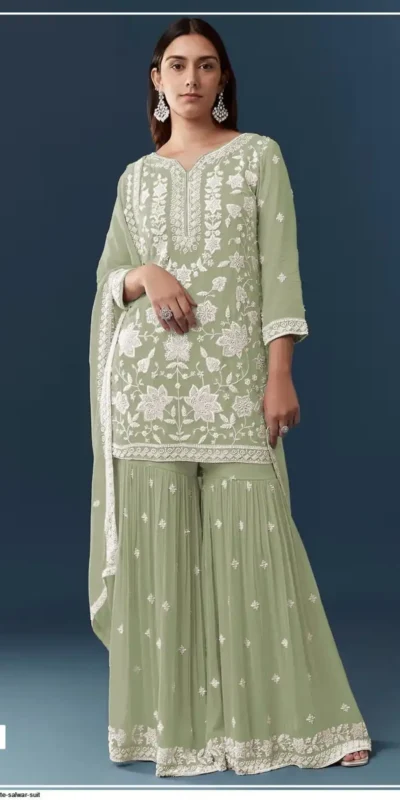 FC 727 Pista Chiffon Georgette Salwar Suit. Perfect for Wedding, Party, Baby Shower, Pooja, Temple Visit – Grab it for ₹2599. Delivery 4-6 Work | Casual Suits, Jump Suits, Creative suits, Designer Suits, Palazzo Suits, Party Wear Suits, Patiala Suits, Salwar suit, Straight Suits