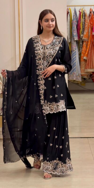 RTC 6031 Black Faux Georgette Salwar Suit Perfect for Wedding, Party, Family Gatherings, Sangeet, Housewarming – . Affordable Price ₹2049. Days | Casual Suits, Jump Suits, Creative suits, Designer Suits, Palazzo Suits, Party Wear Suits, Patiala Suits, Salwar suit, Straight Suits