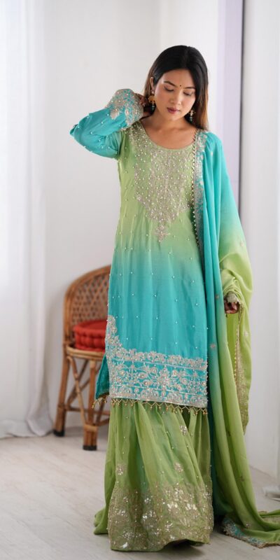 KD 1498 Green Color Chinon Silk Designer Work Salwar Suit in Get it for ₹2499. Delivery 4-6 Working Days. Online Shop now. | Casual Suits, Jump Suits, Creative suits, Designer Suits, Palazzo Suits, Party Wear Suits, Patiala Suits, Salwar suit, Straight Suits