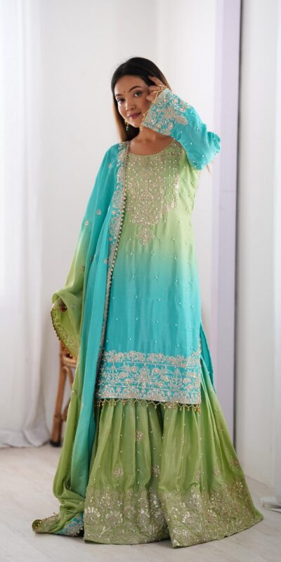 KD 1498 Green Color Chinon Silk Designer Work Salwar Suit in Get it for ₹2499. Delivery 4-6 Working Days. Online Shop now. | Casual Suits, Jump Suits, Creative suits, Designer Suits, Palazzo Suits, Party Wear Suits, Patiala Suits, Salwar suit, Straight Suits