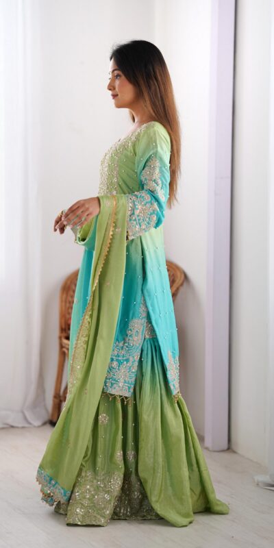 KD 1498 Green Color Chinon Silk Designer Work Salwar Suit in Get it for ₹2499. Delivery 4-6 Working Days. Online Shop now. | Casual Suits, Jump Suits, Creative suits, Designer Suits, Palazzo Suits, Party Wear Suits, Patiala Suits, Salwar suit, Straight Suits