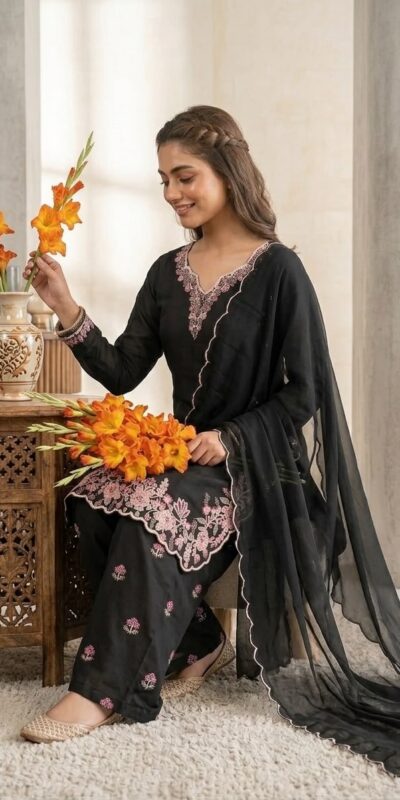 VLM 340 Black Franch Crape Salwar Suit Perfect for Wedding, Party, Sangeet, Makar Sankranti, Baby Shower . Grab it for ₹2099. Delivery 4-6 Working Days | Casual Suits, Jump Suits, Creative suits, Designer Suits, Palazzo Suits, Party Wear Suits, Patiala Suits, Salwar suit, Straight Suits