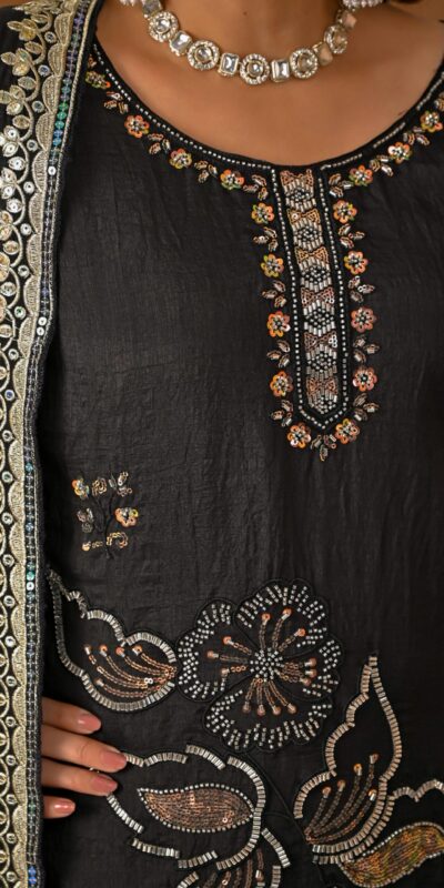 ND 5067 Black Vichitra Silk Salwar Suit with Embroidery Work. Wedding, Party, Festive, Events, Grab it for ₹2399. Delivery 4-6 Working Days. Shop now. | Casual Suits, Jump Suits, Creative suits, Designer Suits, Palazzo Suits, Party Wear Suits, Patiala Suits, Salwar suit, Straight Suits