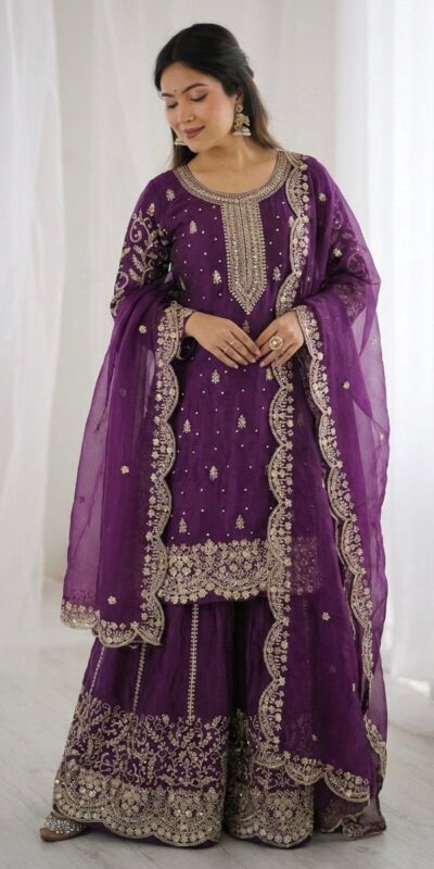ZSR 3167 Purple Fendy Silk Salwar Suitwith Embroidery Work & Lace Work. Now at just ₹2149. Delivery 4-6 Working Days. Shop now. | Casual Suits, Jump Suits, Creative suits, Designer Suits, Palazzo Suits, Party Wear Suits, Patiala Suits, Salwar suit, Straight Suits