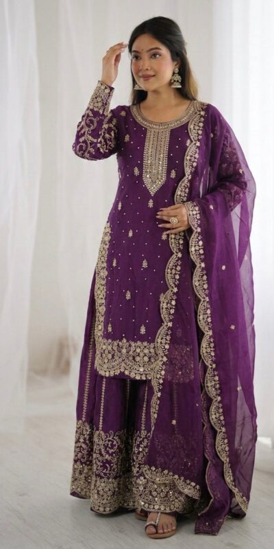 ZSR 3167 Purple Fendy Silk Salwar Suitwith Embroidery Work & Lace Work. Now at just ₹2149. Delivery 4-6 Working Days. Shop now. | Casual Suits, Jump Suits, Creative suits, Designer Suits, Palazzo Suits, Party Wear Suits, Patiala Suits, Salwar suit, Straight Suits