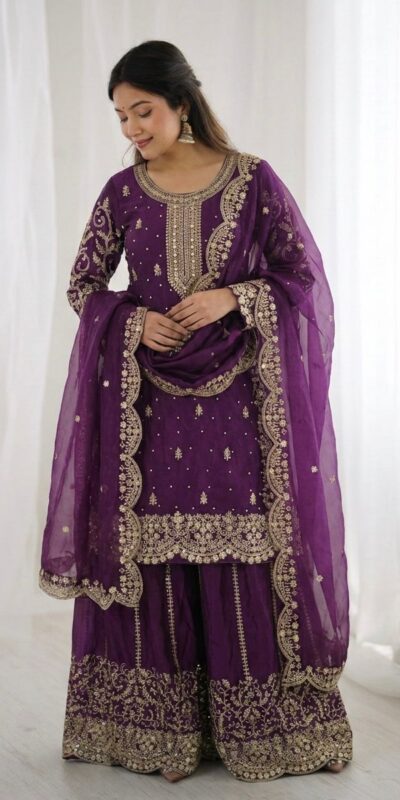 ZSR 3167 Purple Fendy Silk Salwar Suitwith Embroidery Work & Lace Work. Now at just ₹2149. Delivery 4-6 Working Days. Shop now. | Casual Suits, Jump Suits, Creative suits, Designer Suits, Palazzo Suits, Party Wear Suits, Patiala Suits, Salwar suit, Straight Suits