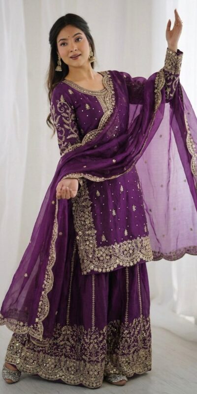 ZSR 3167 Purple Fendy Silk Salwar Suitwith Embroidery Work & Lace Work. Now at just ₹2149. Delivery 4-6 Working Days. Shop now. | Casual Suits, Jump Suits, Creative suits, Designer Suits, Palazzo Suits, Party Wear Suits, Patiala Suits, Salwar suit, Straight Suits