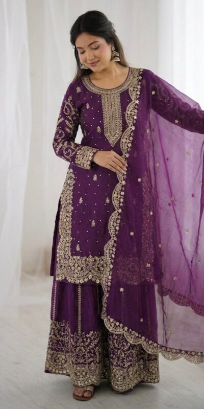 ZSR 3167 Purple Fendy Silk Salwar Suitwith Embroidery Work & Lace Work. Now at just ₹2149. Delivery 4-6 Working Days. Shop now. | Casual Suits, Jump Suits, Creative suits, Designer Suits, Palazzo Suits, Party Wear Suits, Patiala Suits, Salwar suit, Straight Suits