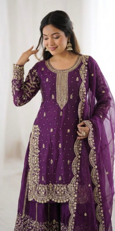 ZSR 3167 Purple Fendy Silk Salwar Suitwith Embroidery Work & Lace Work. Now at just ₹2149. Delivery 4-6 Working Days. Shop now. | Casual Suits, Jump Suits, Creative suits, Designer Suits, Palazzo Suits, Party Wear Suits, Patiala Suits, Salwar suit, Straight Suits
