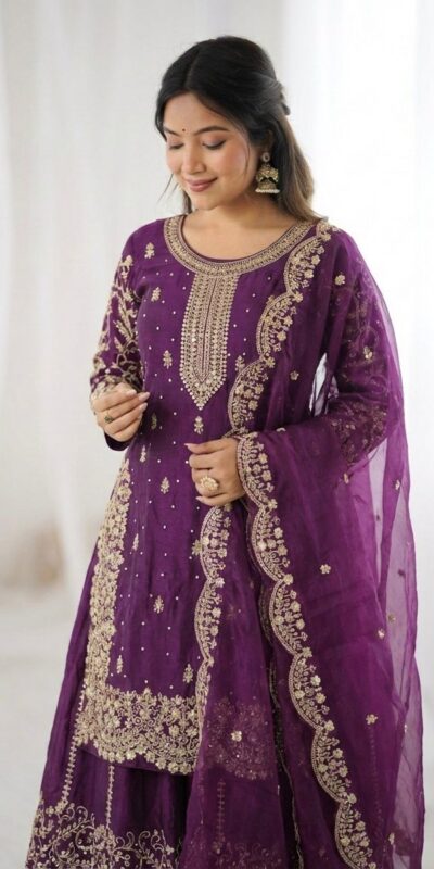ZSR 3167 Purple Fendy Silk Salwar Suitwith Embroidery Work & Lace Work. Now at just ₹2149. Delivery 4-6 Working Days. Shop now. | Casual Suits, Jump Suits, Creative suits, Designer Suits, Palazzo Suits, Party Wear Suits, Patiala Suits, Salwar suit, Straight Suits