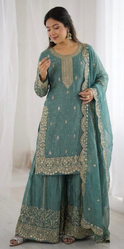 ZSR 3167 Sea Green Fendy Silk Salwar Suitwith Embroidery Work & Lace Work. Now at just ₹2149. Delivery 4-6 Working Days. Shop now. | Casual Suits, Jump Suits, Creative suits, Designer Suits, Palazzo Suits, Party Wear Suits, Patiala Suits, Salwar suit, Straight Suits