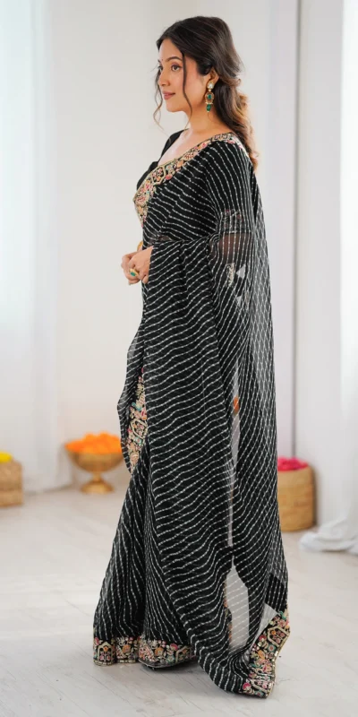 SP 79 Black Faux Georgette Saree Perfect for Wedding, Party, Lohri, Engagement, Baby Shower – . Now at just ₹1999. Delivery 4-6 Working Days. Shop now | Creative Sarees, Bollywood Sarees, Designer Sarees, Embroidered Sarees, Ethnic Saree, Modern Digital sarees, Party Wear Sarees, Sarees