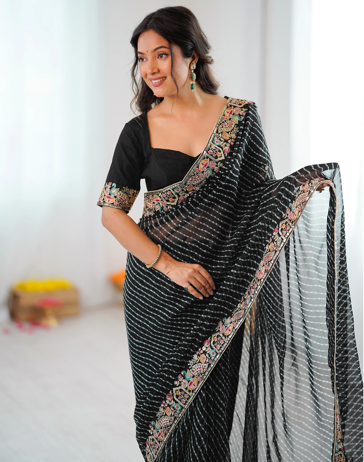 SP 79 Black Faux Georgette Saree Perfect for Wedding, Party, Lohri, Engagement, Baby Shower – . Now at just ₹1999. Delivery 4-6 Working Days. Shop now | Creative Sarees, Bollywood Sarees, Designer Sarees, Embroidered Sarees, Ethnic Saree, Modern Digital sarees, Party Wear Sarees, Sarees