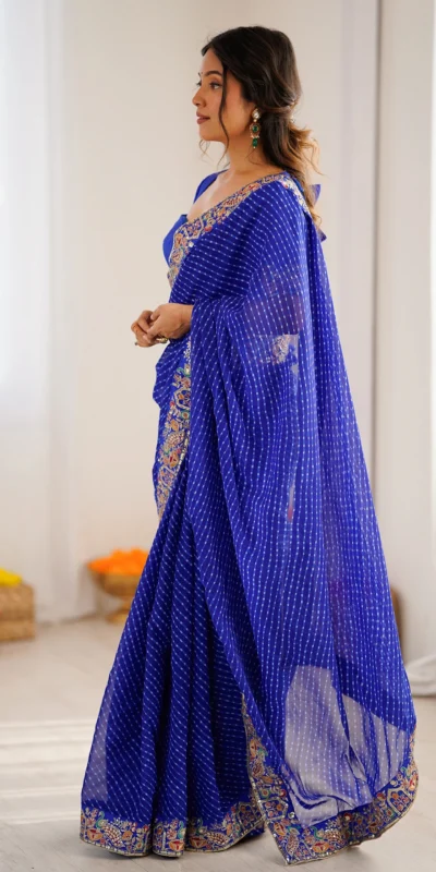 SP 79 Blue Faux Georgette Saree Perfect for Wedding, Party, Lohri, Engagement, Baby Shower – . Now at just ₹1999. Delivery 4-6 Working Days. Shop now | Creative Sarees, Bollywood Sarees, Designer Sarees, Embroidered Sarees, Ethnic Saree, Modern Digital sarees, Party Wear Sarees, Sarees