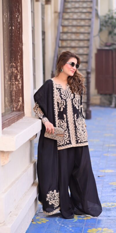 KD 1631 Black Black Faux Georgette Salwar Suit with Embroidery Work. Get it for ₹2099. Delivery 4-6 Working Days. Shop now. | Casual Suits, Jump Suits, Creative suits, Designer Suits, Palazzo Suits, Party Wear Suits, Patiala Suits, Salwar suit, Straight Suits
