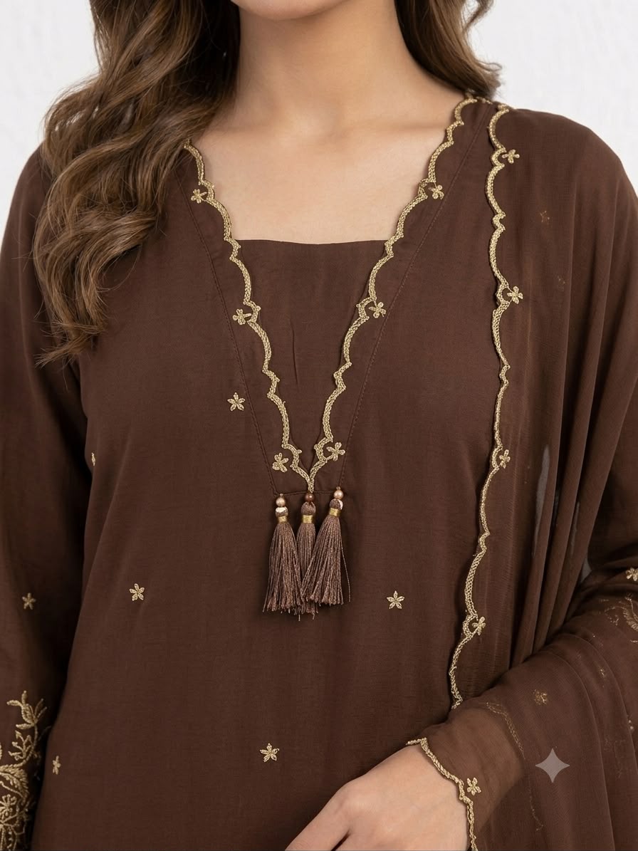 BE 481 Brown | Brown Rayon Salwar Suit with Embroidery Work & Lace Work. Affordable Price ₹1999. Delivery 4-6 Working Days. Shop now. | Casual Suits, Jump Suits, Creative suits, Designer Suits, Palazzo Suits, Party Wear Suits, Patiala Suits, Salwar suit, Straight Suits
