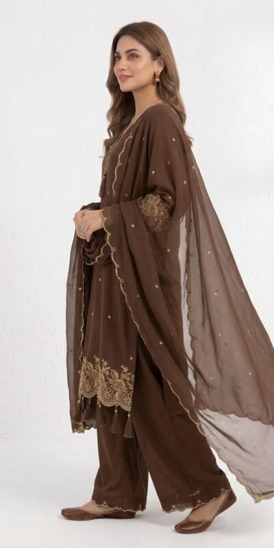 BE 481 Brown | Brown Rayon Salwar Suit with Embroidery Work & Lace Work. Affordable Price ₹1999. Delivery 4-6 Working Days. Shop now. | Casual Suits, Jump Suits, Creative suits, Designer Suits, Palazzo Suits, Party Wear Suits, Patiala Suits, Salwar suit, Straight Suits