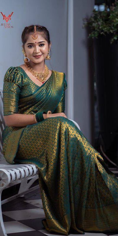 KPR 153 Green Color Soft Lichi Silk Saree with Jacquard Work. Best Price ₹1349. Delivery 4-6 Working Days. Online Shop now. | Creative Sarees, Bollywood Sarees, Designer Sarees, Embroidered Sarees, Ethnic Saree, Modern Digital sarees, Party Wear Sarees, Sarees
