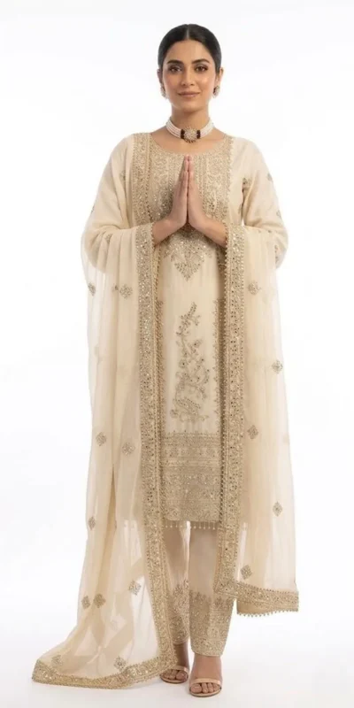 ZD 10020 Off White Chinon Silk Salwar Suit Perfect for Wedding, Party, Ganesh Chaturthi, Baby Shower, Makar Sankranti – . Affordable Price ₹1999. | Casual Suits, Jump Suits, Creative suits, Designer Suits, Palazzo Suits, Party Wear Suits, Patiala Suits, Salwar suit, Straight Suits