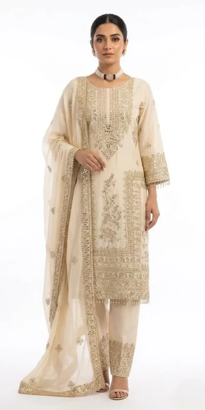 ZD 10020 Off White Chinon Silk Salwar Suit Perfect for Wedding, Party, Ganesh Chaturthi, Baby Shower, Makar Sankranti – . Affordable Price ₹1999. | Casual Suits, Jump Suits, Creative suits, Designer Suits, Palazzo Suits, Party Wear Suits, Patiala Suits, Salwar suit, Straight Suits