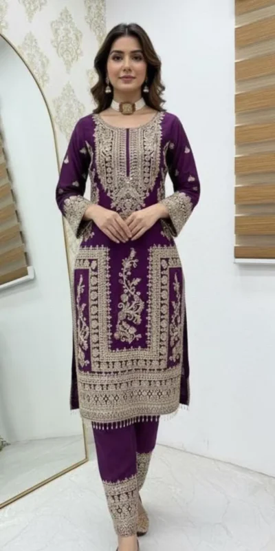 ZD 10020 Wine Chinon Silk Salwar Suit Perfect for Wedding, Party, Ganesh Chaturthi, Baby Shower, Makar Sankranti – . Affordable Price ₹1999. | Casual Suits, Jump Suits, Creative suits, Designer Suits, Palazzo Suits, Party Wear Suits, Patiala Suits, Salwar suit, Straight Suits