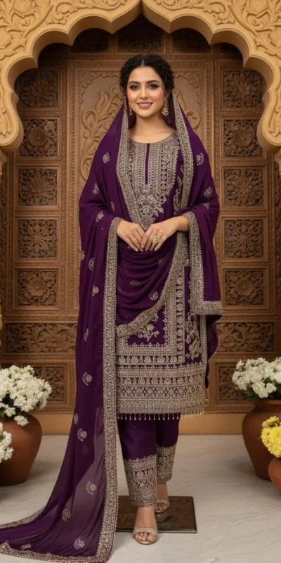 ZD 10020 Wine Chinon Silk Salwar Suit Perfect for Wedding, Party, Ganesh Chaturthi, Baby Shower, Makar Sankranti – . Affordable Price ₹1999. | Casual Suits, Jump Suits, Creative suits, Designer Suits, Palazzo Suits, Party Wear Suits, Patiala Suits, Salwar suit, Straight Suits