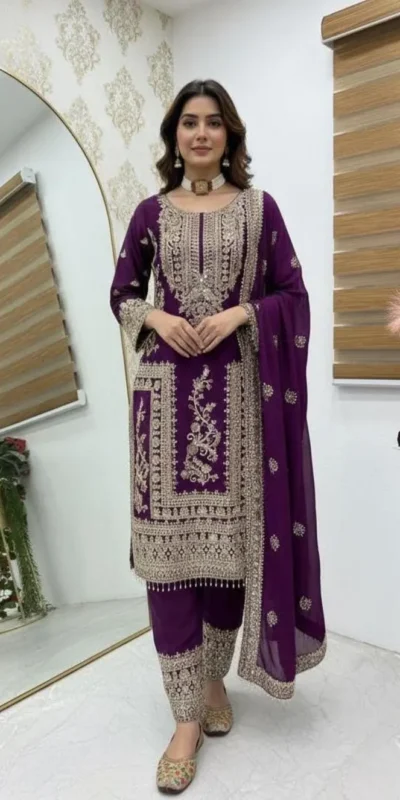 ZD 10020 Wine Chinon Silk Salwar Suit Perfect for Wedding, Party, Ganesh Chaturthi, Baby Shower, Makar Sankranti – . Affordable Price ₹1999. | Casual Suits, Jump Suits, Creative suits, Designer Suits, Palazzo Suits, Party Wear Suits, Patiala Suits, Salwar suit, Straight Suits