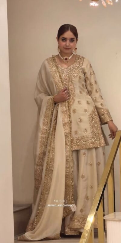 AD 236 Cream Color Chinon Silk Salwar Suit with Embroidery Work. Online Get it for ₹2149. Delivery 4-6 Working Days. Shop now. | Casual Suits, Jump Suits, Creative suits, Designer Suits, Palazzo Suits, Party Wear Suits, Patiala Suits, Salwar suit, Straight Suits