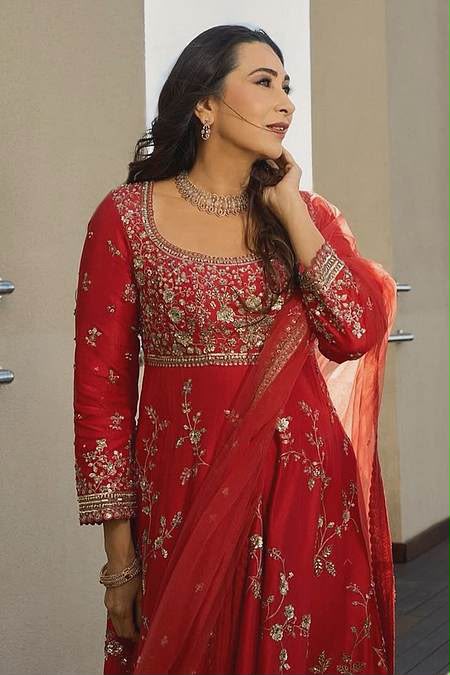SSR 545 Red in Red Georgette Embroidery Work & Sequins Work Gown . Festive Deal ₹2149. Delivery 4-6 Working Days. Shop now. | Bollywood Gowns, Creative Gowns, Designer Gowns, Embroidered Gowns, Gowns, Party Wear Gowns