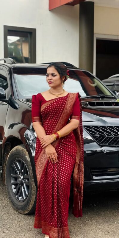 KPR 264 Maroon Soft Lichi Silk Saree with Lace Work & Lace Border. Introductory Price ₹1349. Delivery 4-6 Working Days. Shop now. | Creative Sarees, Bollywood Sarees, Designer Sarees, Embroidered Sarees, Ethnic Saree, Modern Digital sarees, Party Wear Sarees, Sarees